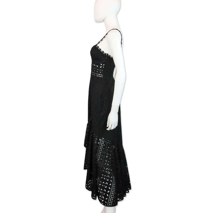 Charo Ruiz Black Broderie Anglaise Julie Midi Dress