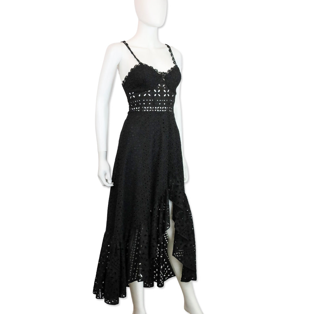 Charo Ruiz Black Broderie Anglaise Julie Midi Dress
