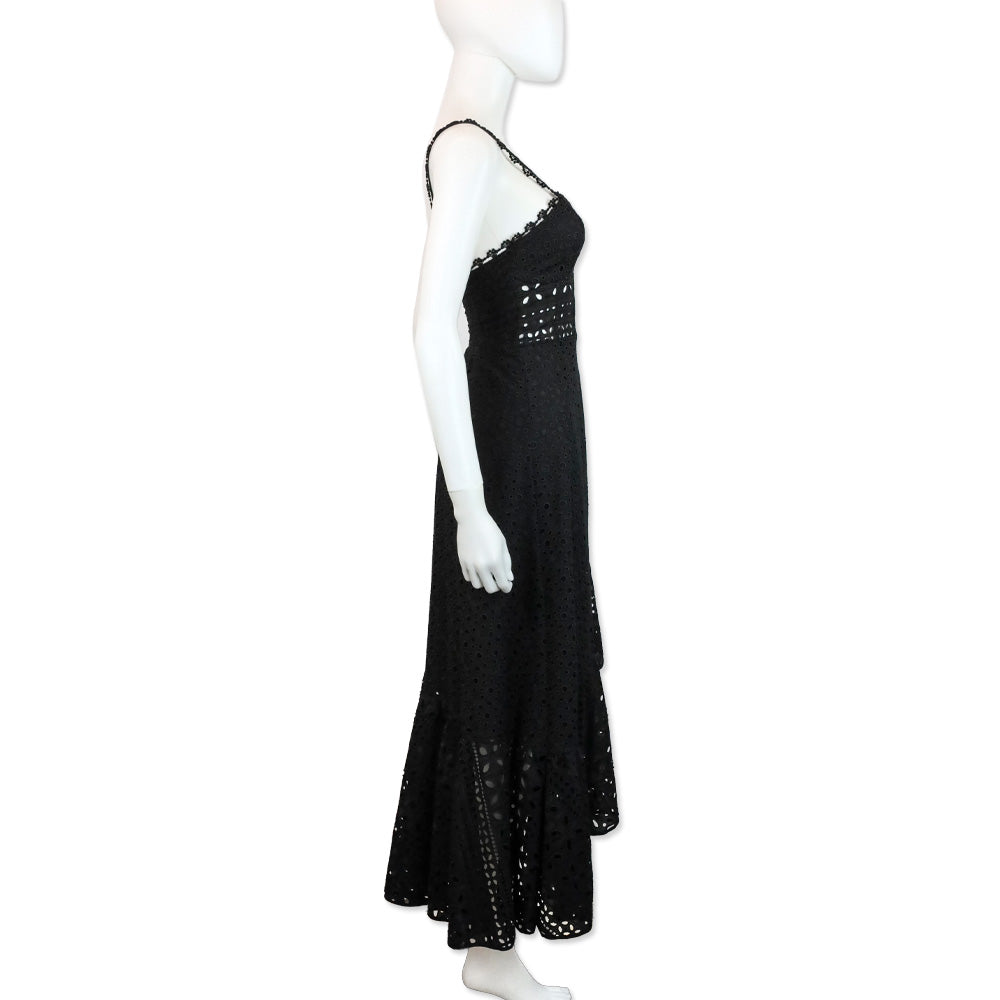 Charo Ruiz Black Broderie Anglaise Julie Midi Dress