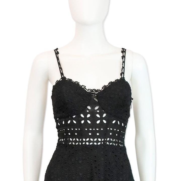 Charo Ruiz Black Broderie Anglaise Julie Midi Dress