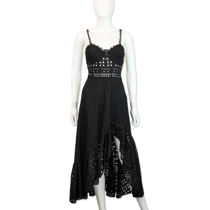 Charo Ruiz Black Broderie Anglaise Julie Midi Dress