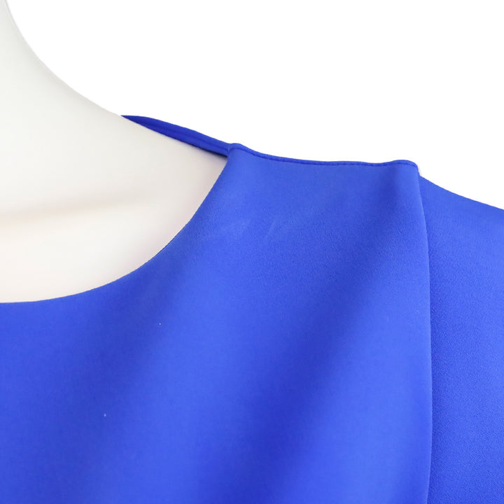 Chiara Boni Blue Jersey Paisley Eyelet Boat Neck Midi Dress