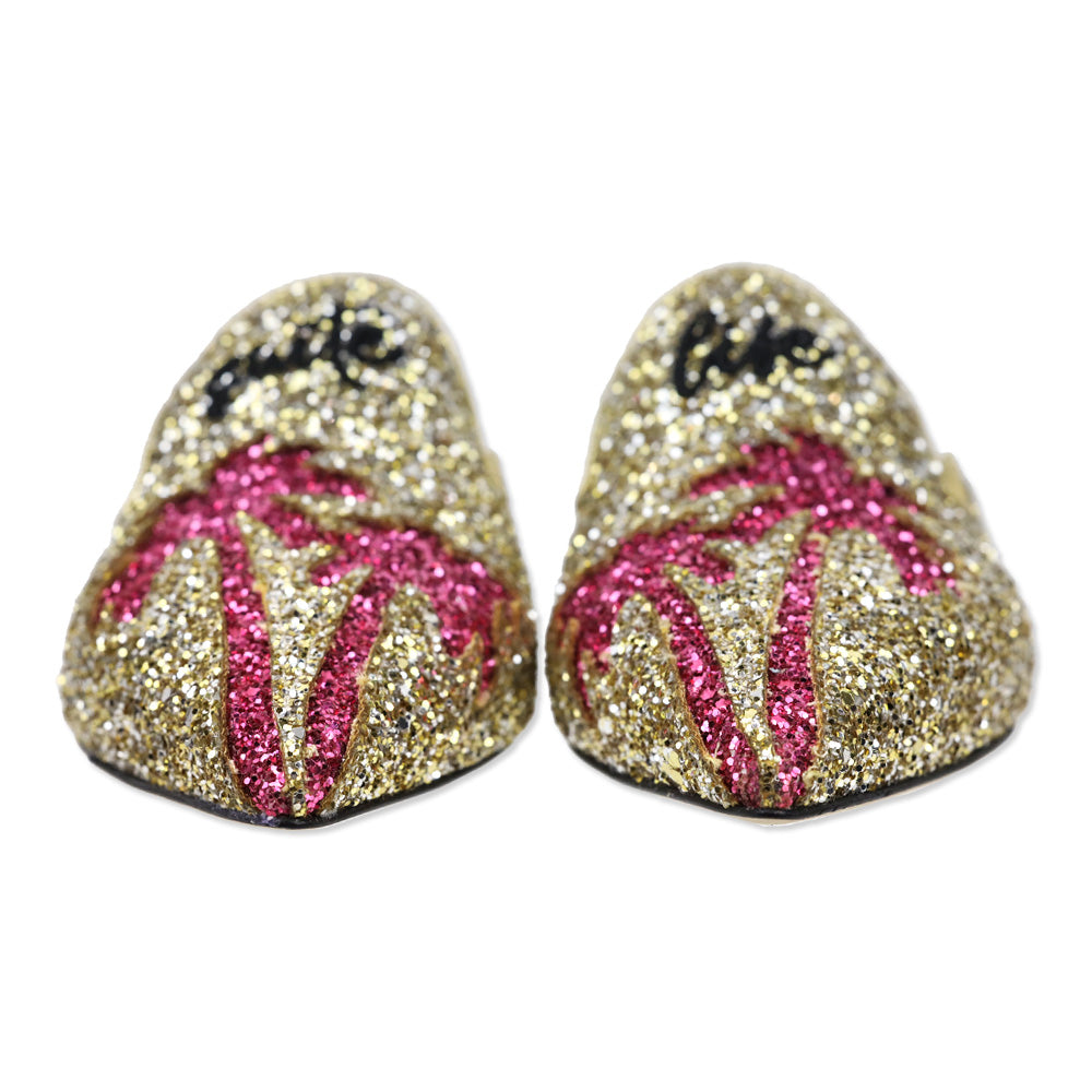 Chiara Ferragini 'Suite Life' Gold Glitter Flat Mules