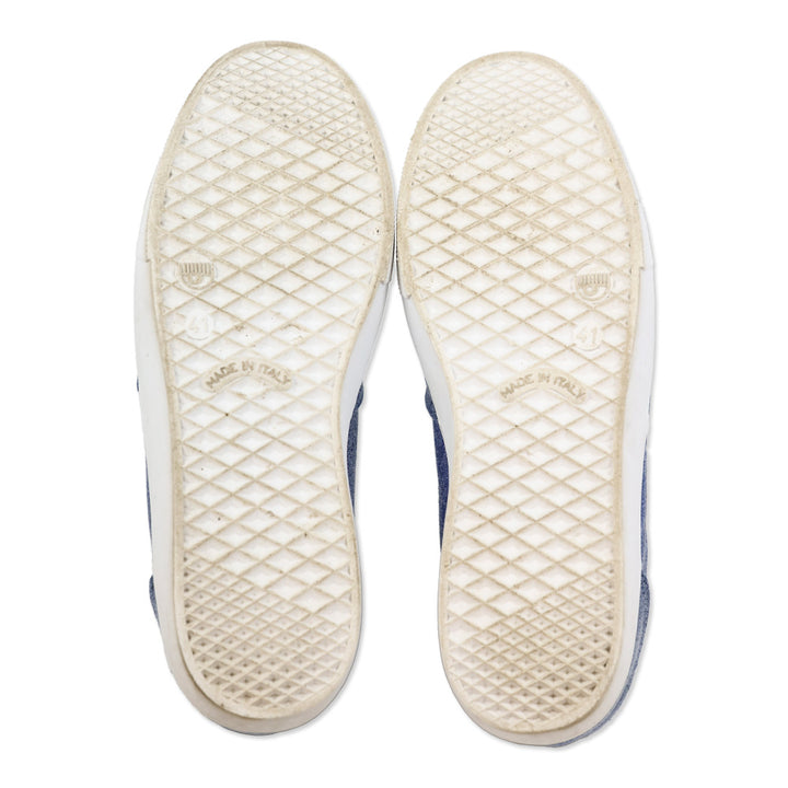Chiara Ferragni Flirting Eye Beaded Denim Slip-On Sneakers