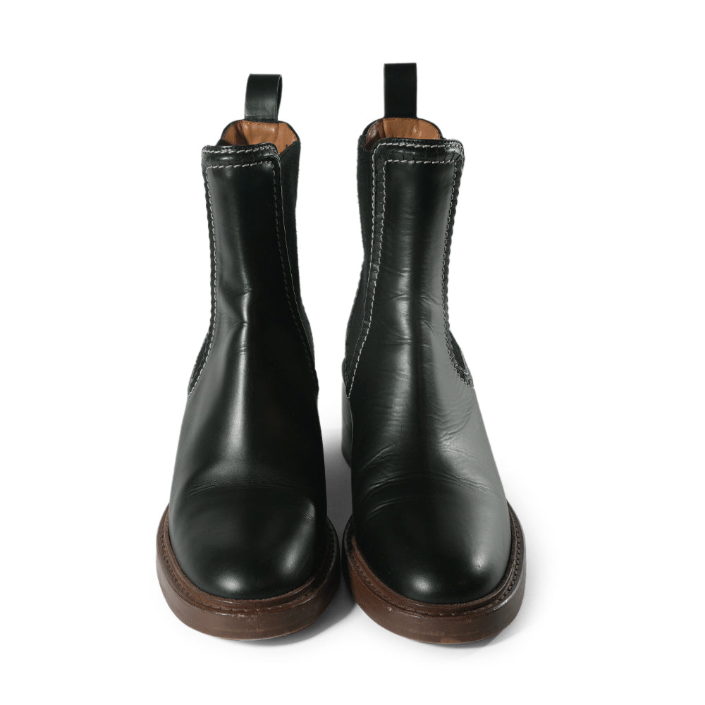Chloe Black Leather Chelsea Ankle Boots
