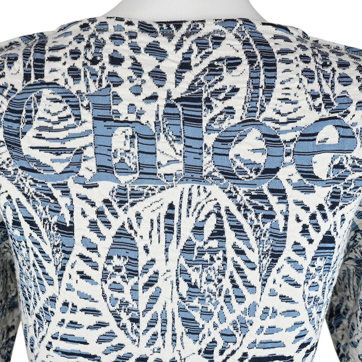 Chloe Blue & White Print Knit Sweater