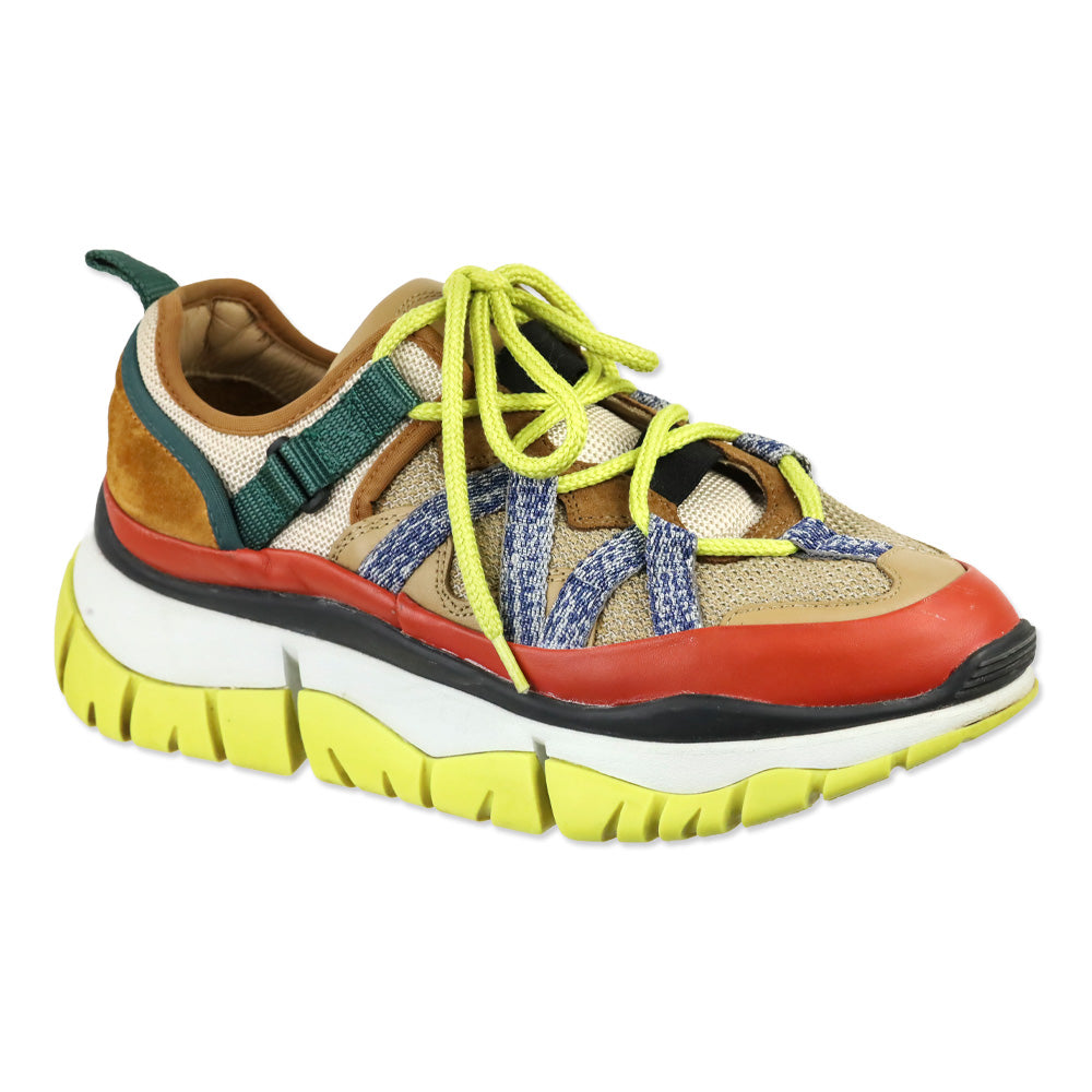 Chloé Beige/Orange Blake Low-Top Sneakers
