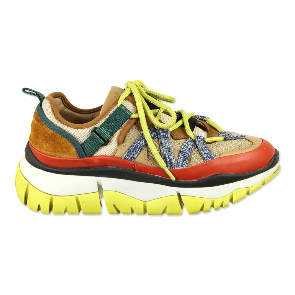 Chloé Beige/Orange Blake Low-Top Sneakers