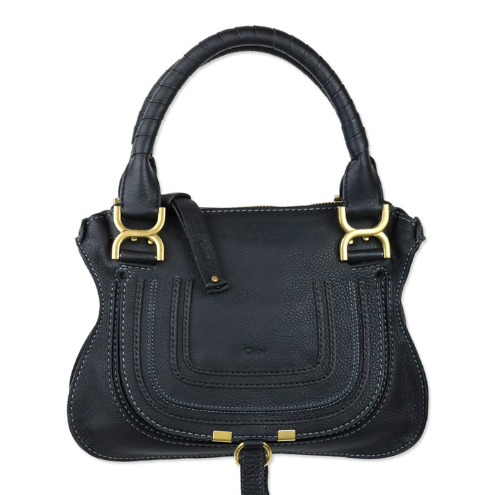 Chloé Black Grained Leather Small Marcie Bag