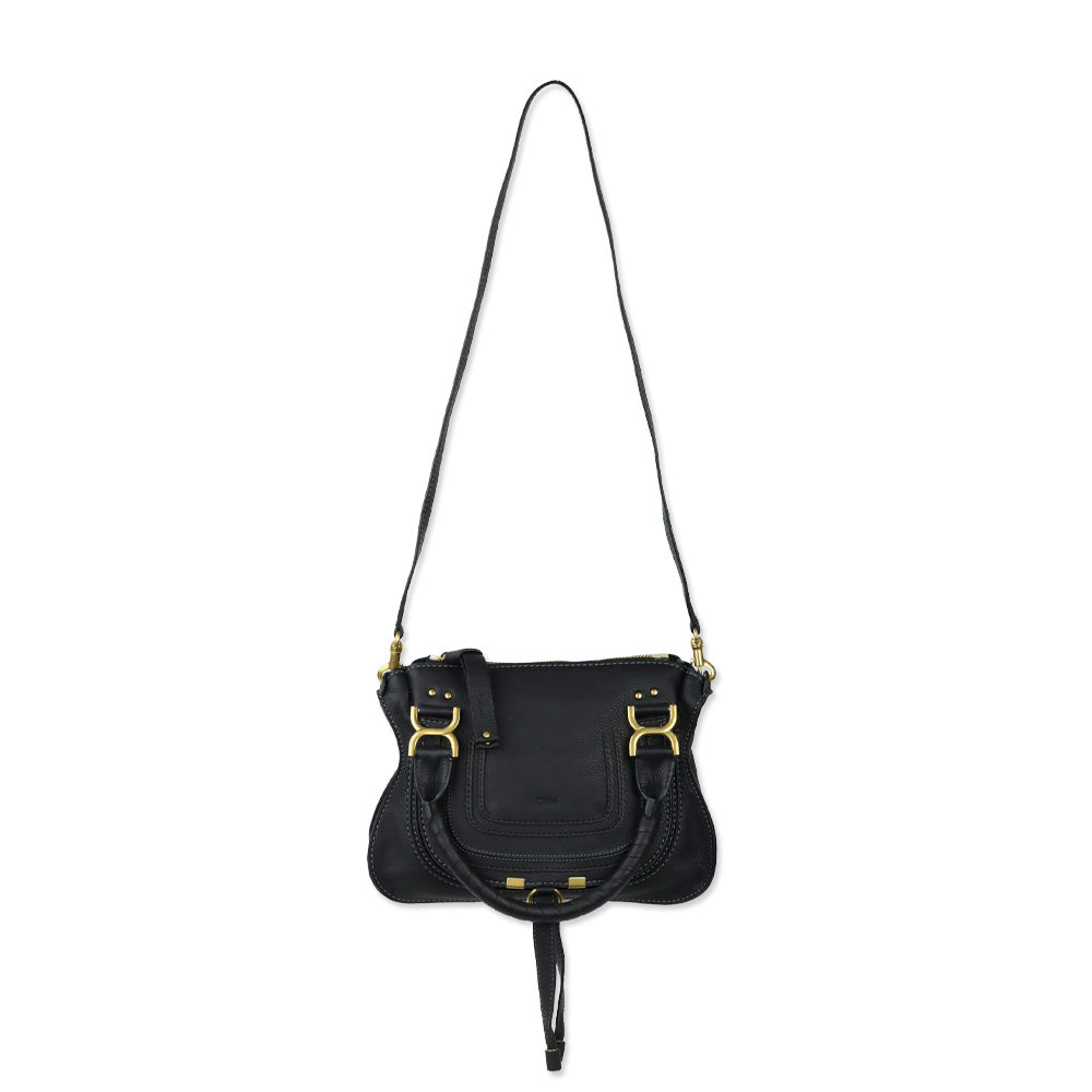 Chloé Black Grained Leather Small Marcie Bag