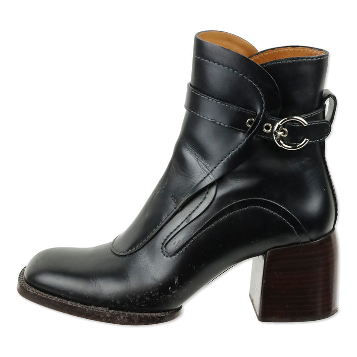 Chloé Black Leather Gaile Buckle Ankle Boots