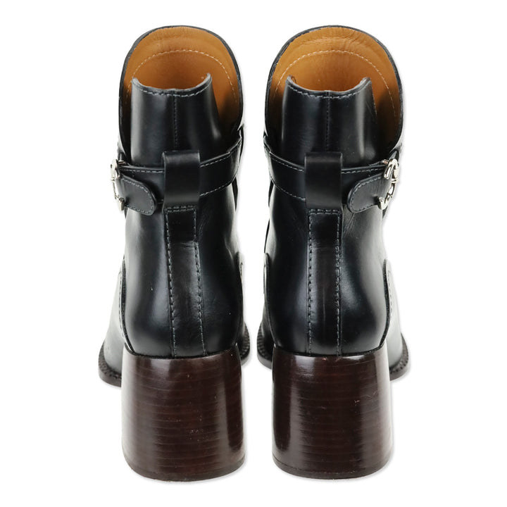 Chloé Black Leather Gaile Buckle Ankle Boots