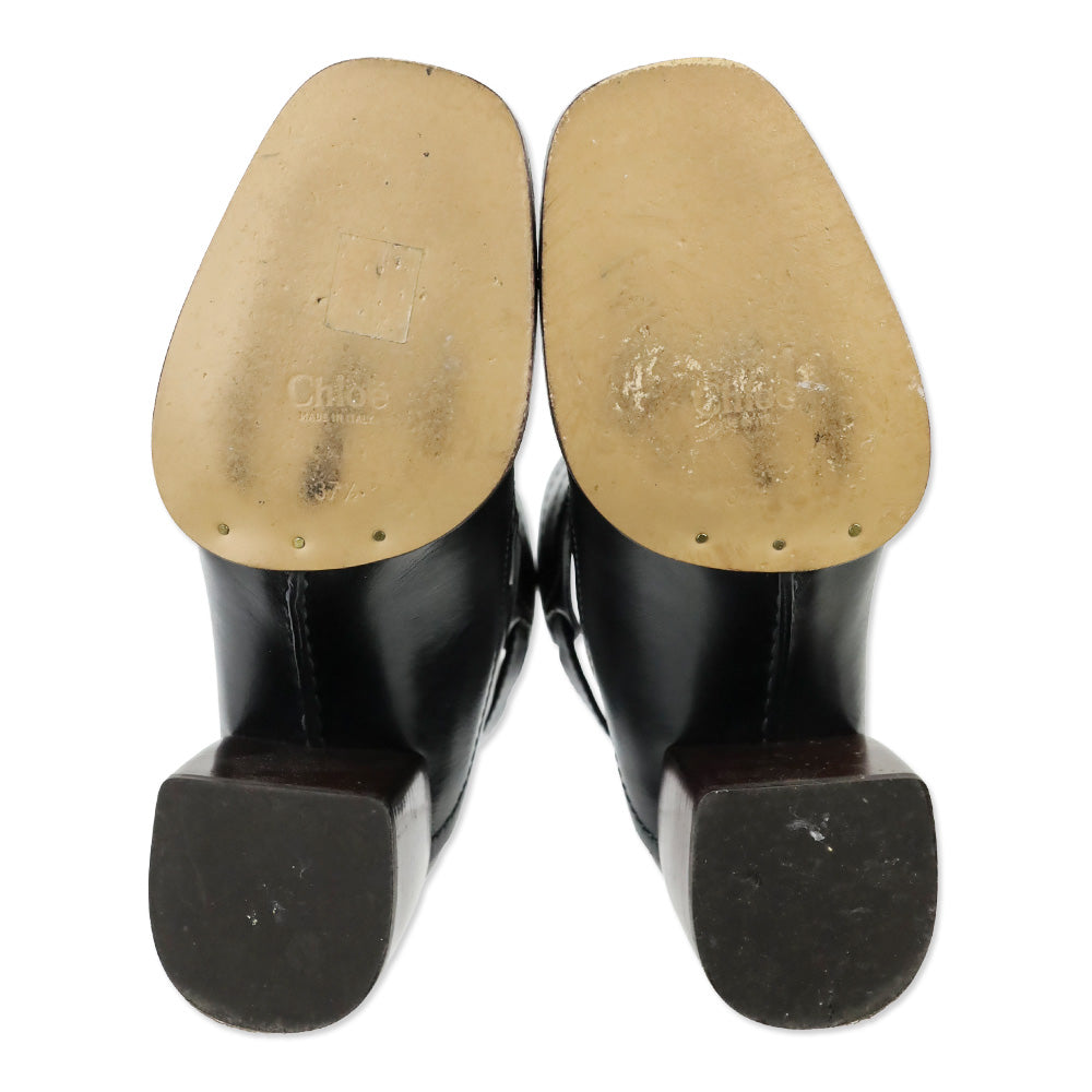 Chloé Black Leather Gaile Buckle Ankle Boots