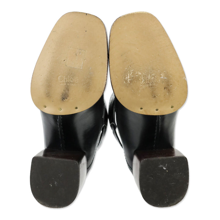 Chloé Black Leather Gaile Buckle Ankle Boots