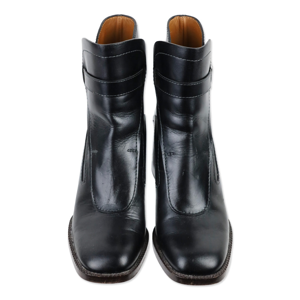 Chloé Black Leather Gaile Buckle Ankle Boots