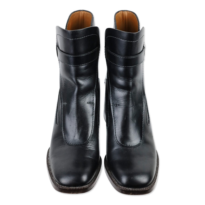 Chloé Black Leather Gaile Buckle Ankle Boots