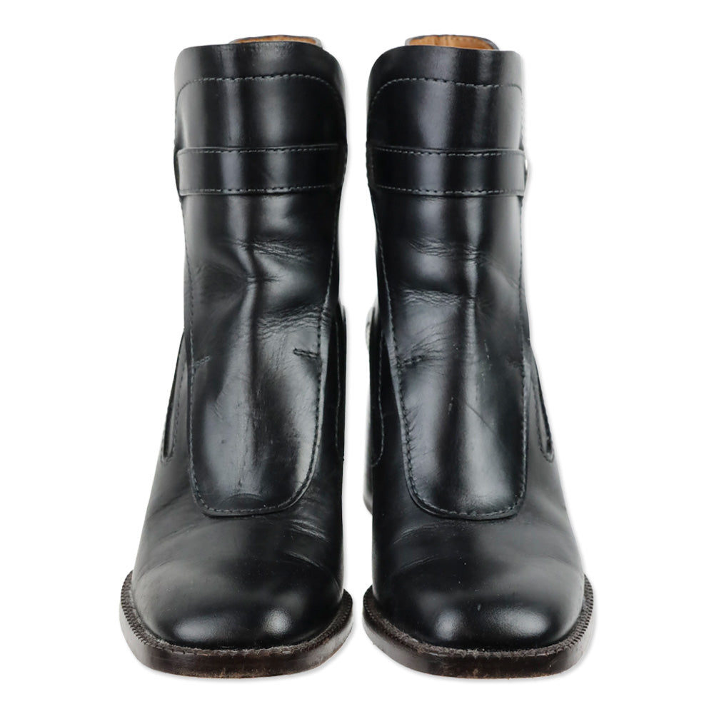 Chloé Black Leather Gaile Buckle Ankle Boots