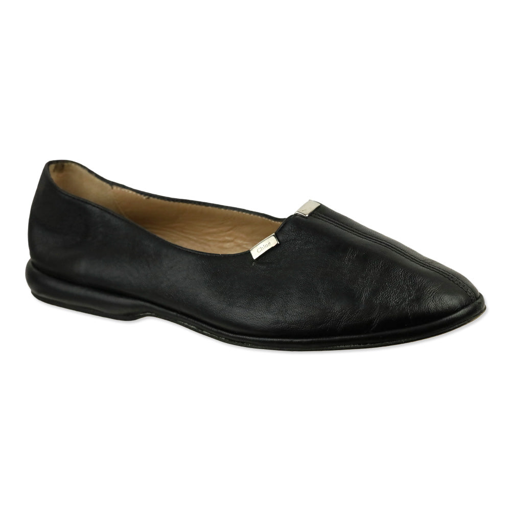 Chloé Black Leather Travel Flat Slippers