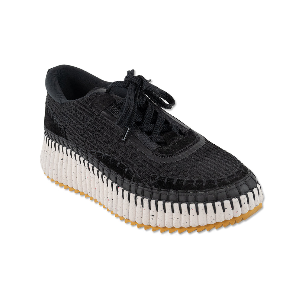 Chloe Black Woven Nama Low Top Sneakers