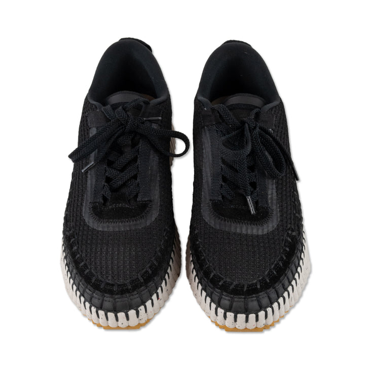 Chloe Black Woven Nama Low Top Sneakers