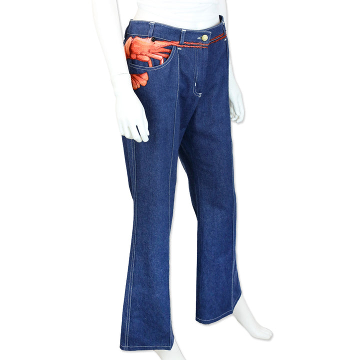 Chloé Blue Denim Prawn Appliqué Flared Jeans