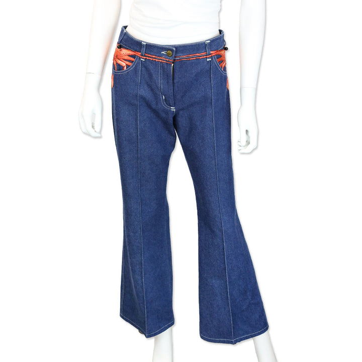 Chloé Blue Denim Prawn Appliqué Flared Jeans