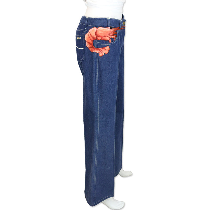 Chloé Blue Denim Prawn Appliqué Flared Jeans
