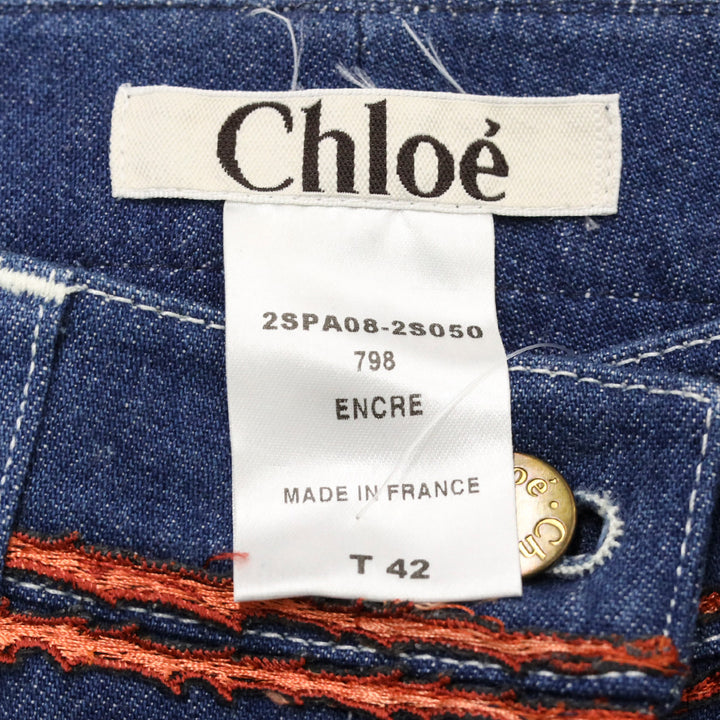 Chloé Blue Denim Prawn Appliqué Flared Jeans