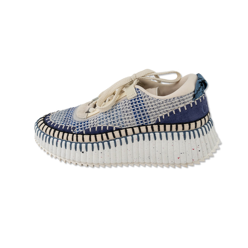 Chloe Blue Woven Nama Low Top Sneakers