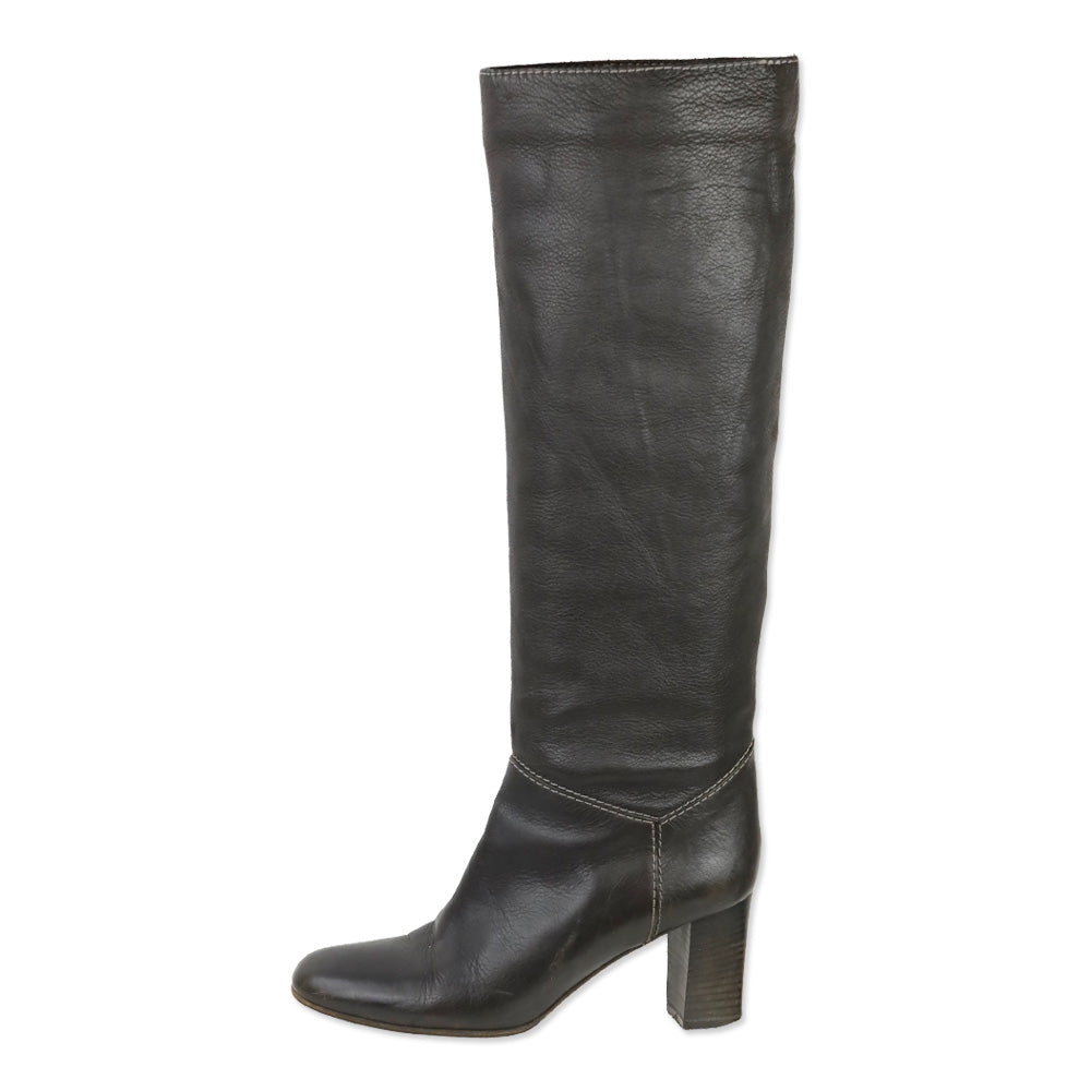 Chloé Brown Leather Knee-High Boots