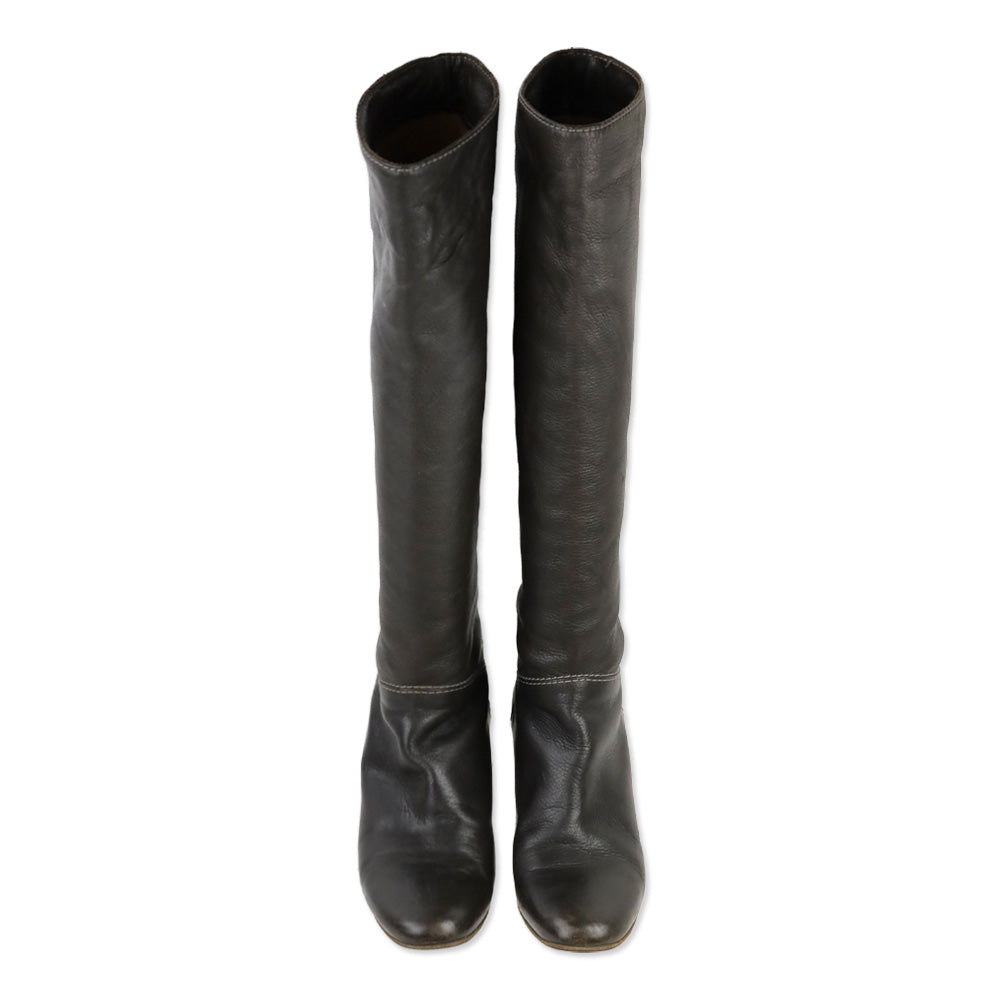 Chloé Brown Leather Knee-High Boots