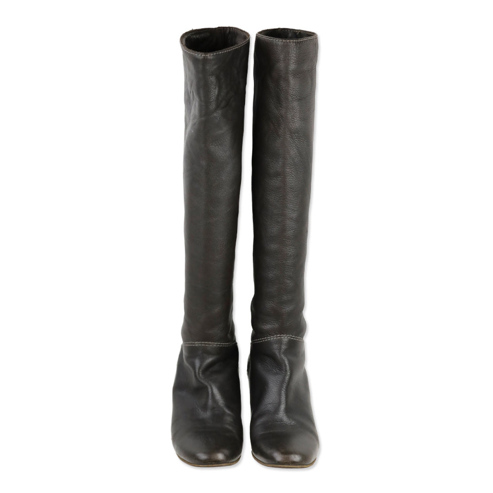 Chloé Brown Leather Knee-High Boots