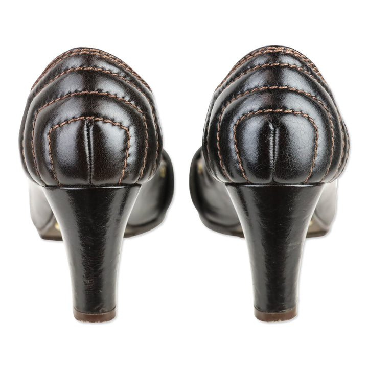 Chloé Brown Leather Strap Accent Pumps