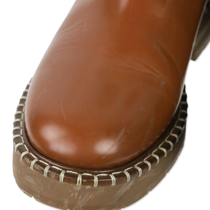Chloé Brown Noua Tan Glossed-Leather Chelsea Boots