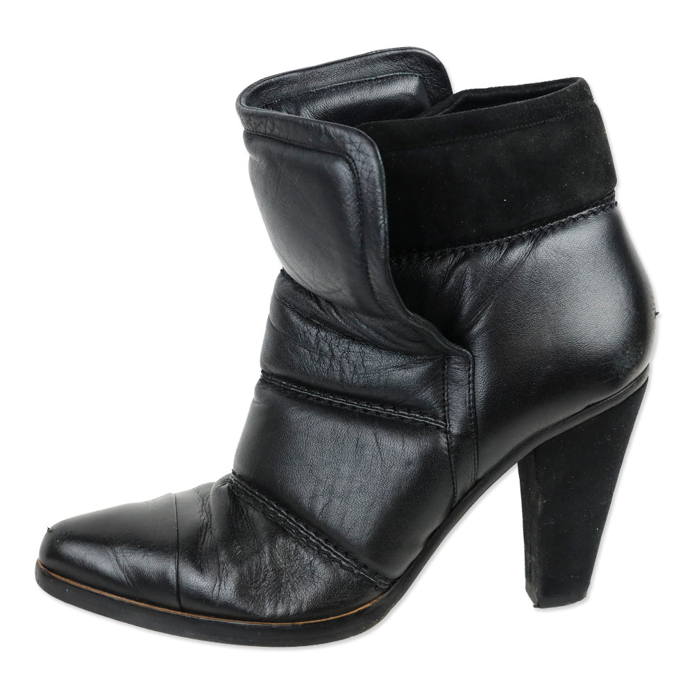 Chloé Devon Quilted Puffer Black Leather Ankle Boots