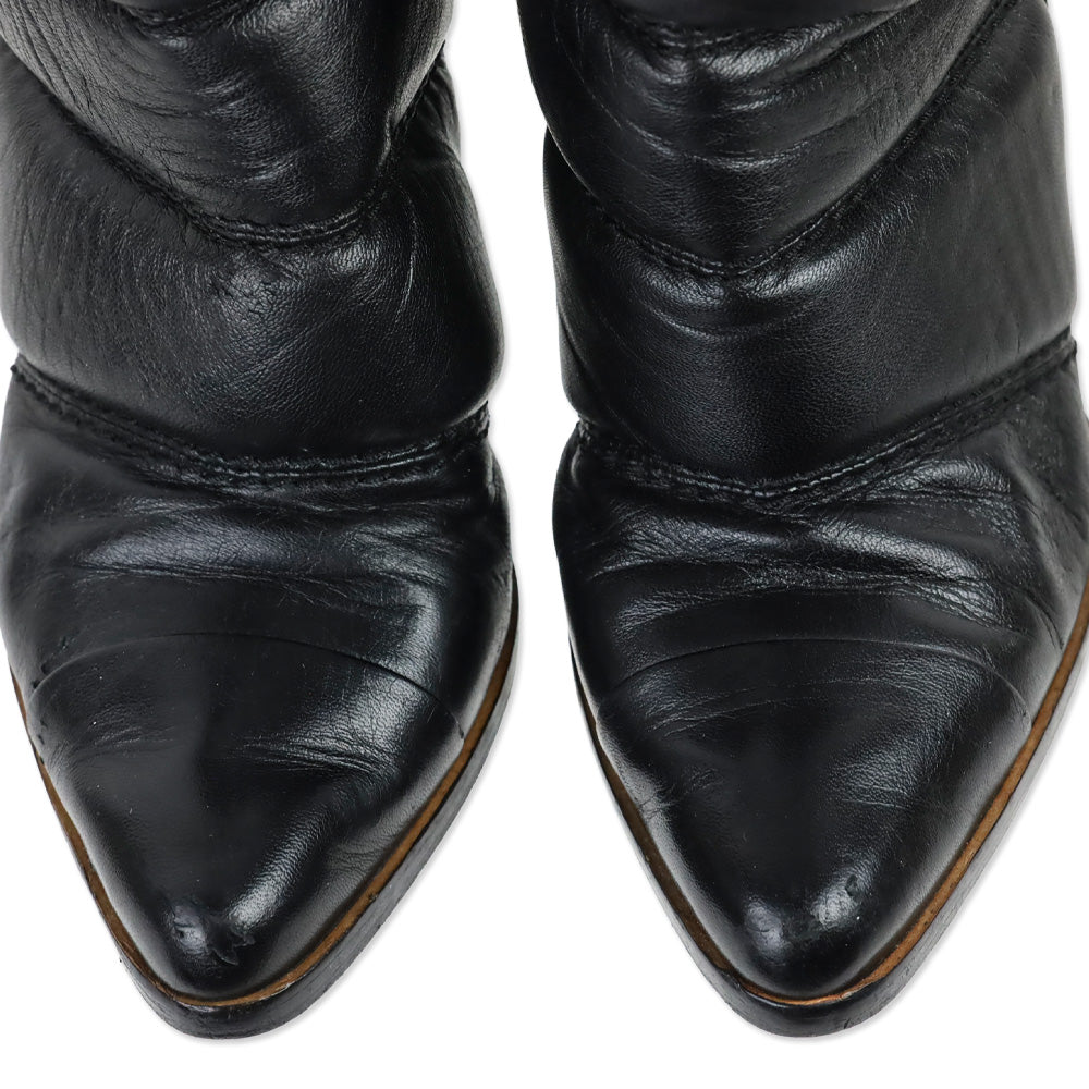 Chloé Devon Quilted Puffer Black Leather Ankle Boots