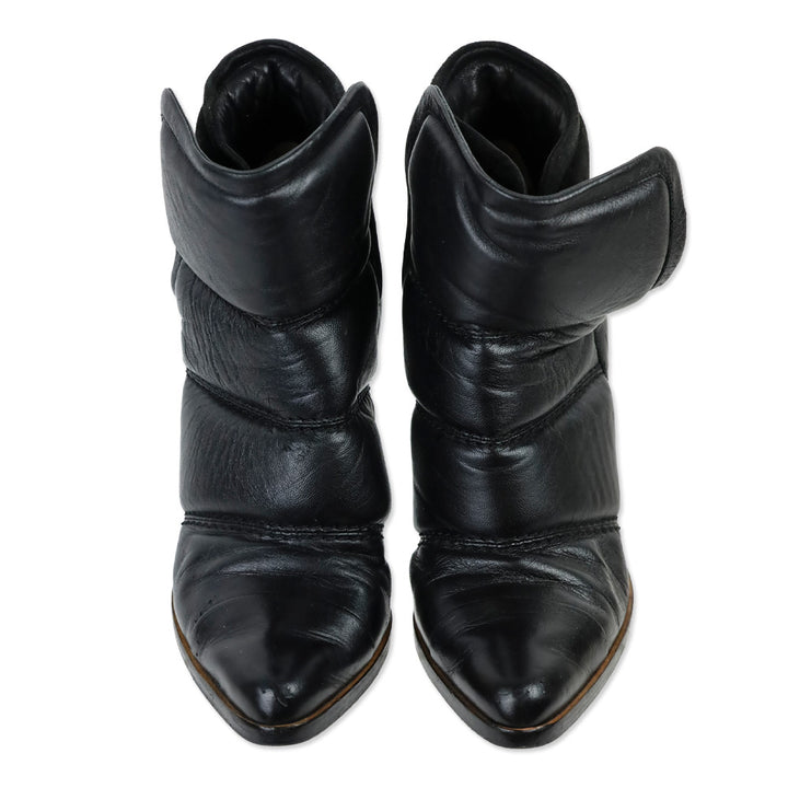Chloé Devon Quilted Puffer Black Leather Ankle Boots