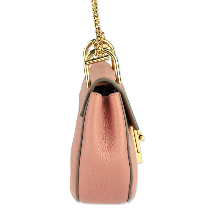 Chloé Drew Pink Grained Leather Medium Shoulder Bag