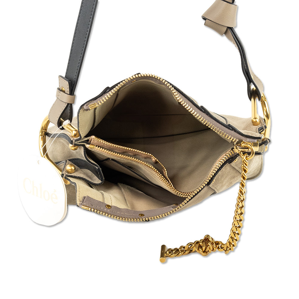 Chloé Hayley Grey Suede Hobo Bag