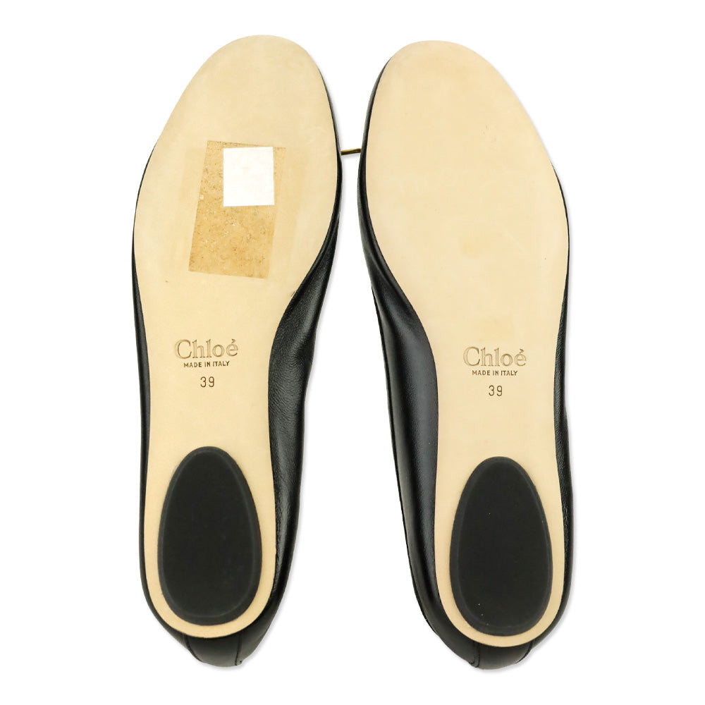 Chloé Iris Black Leather Ballerina Flat