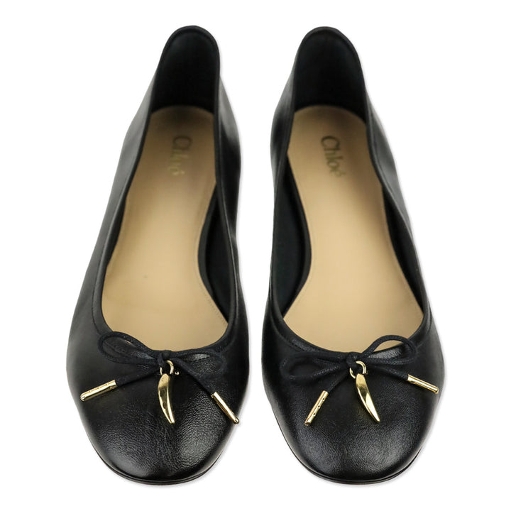 Chloé Iris Black Leather Ballerina Flat