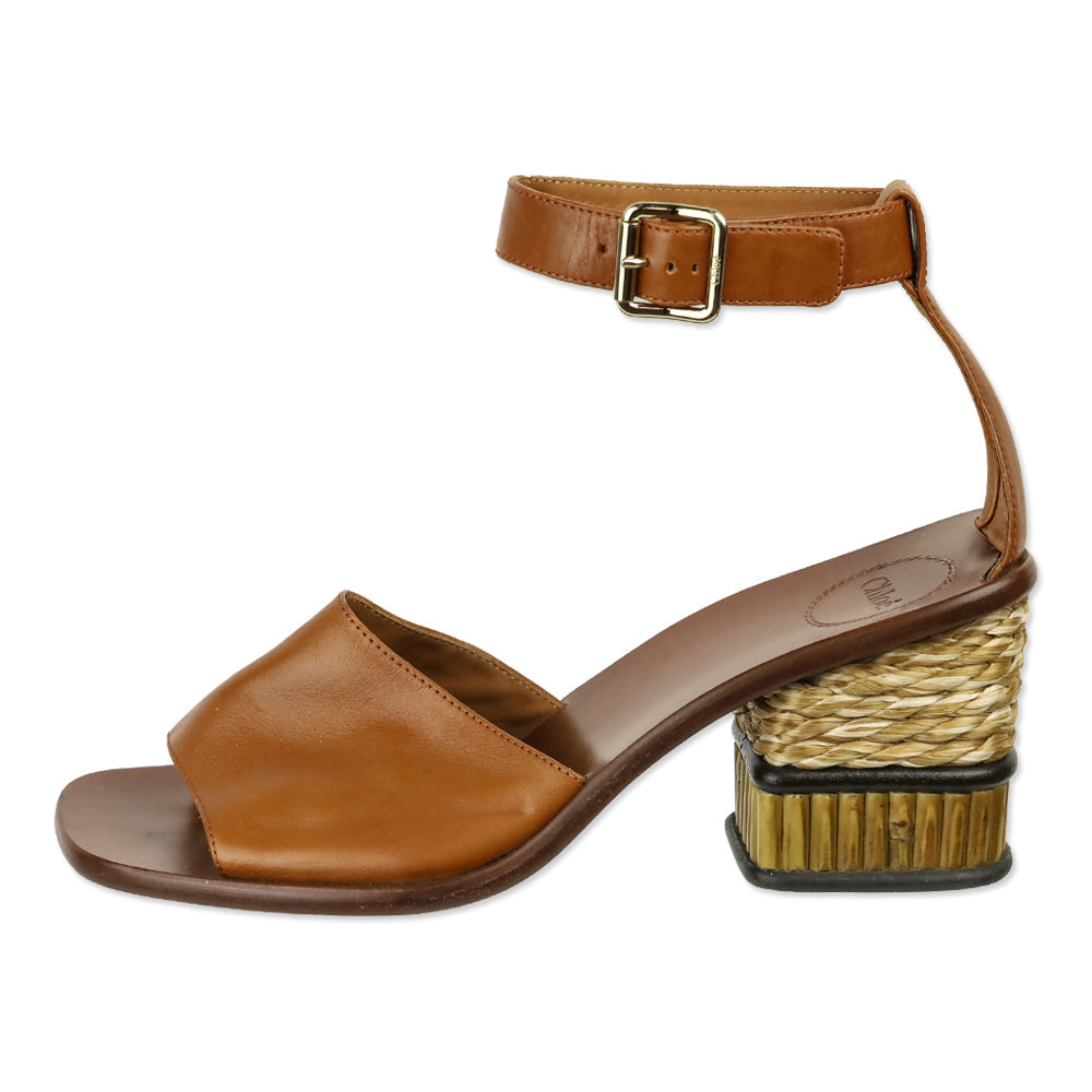 Chloé Laia Brown Leather Ankle-Strap Heel Sandal