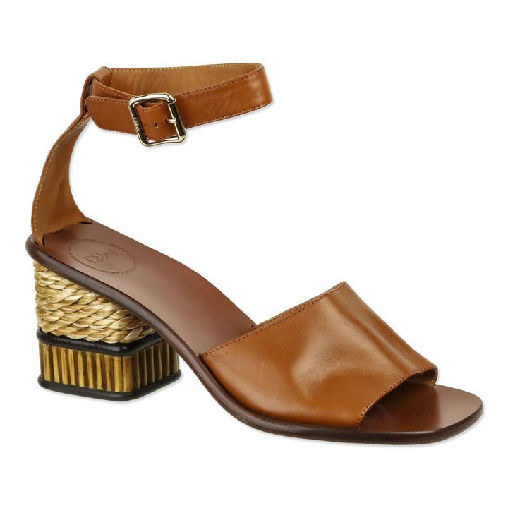 Chloé Laia Brown Leather Ankle-Strap Heel Sandal