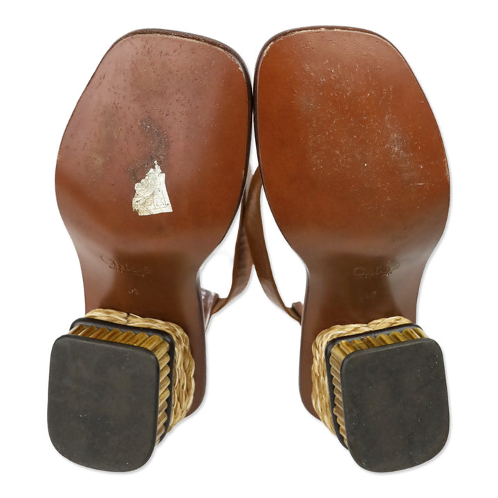 Chloé Laia Brown Leather Ankle-Strap Heel Sandal