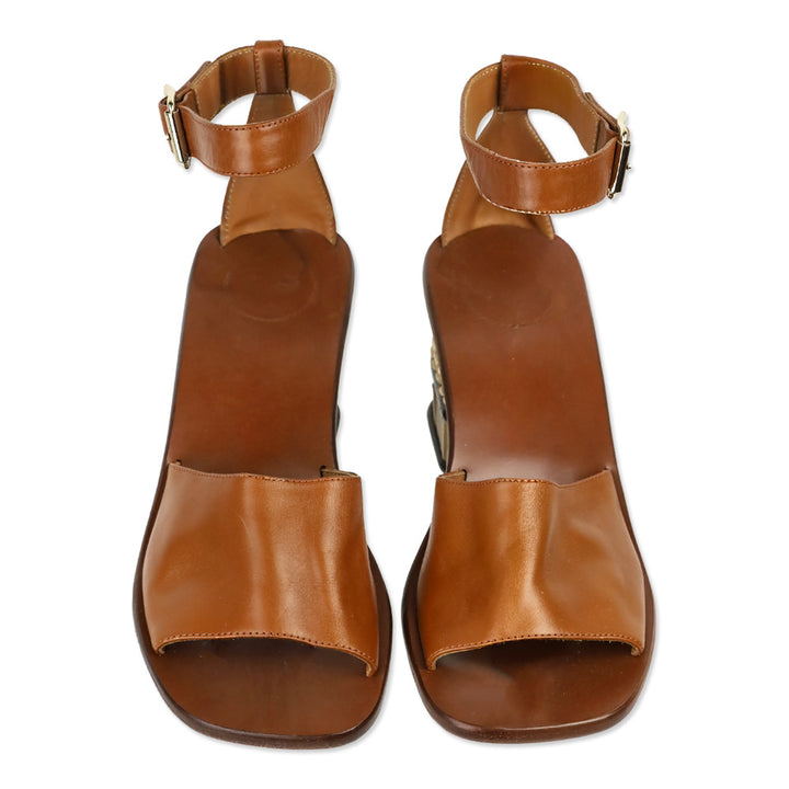 Chloé Laia Brown Leather Ankle-Strap Heel Sandal