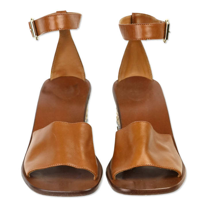 Chloé Laia Brown Leather Ankle-Strap Heel Sandal