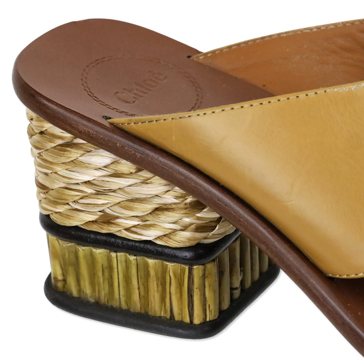 Chloé Laia Tan Leather Block-Heeled Mule Sandal