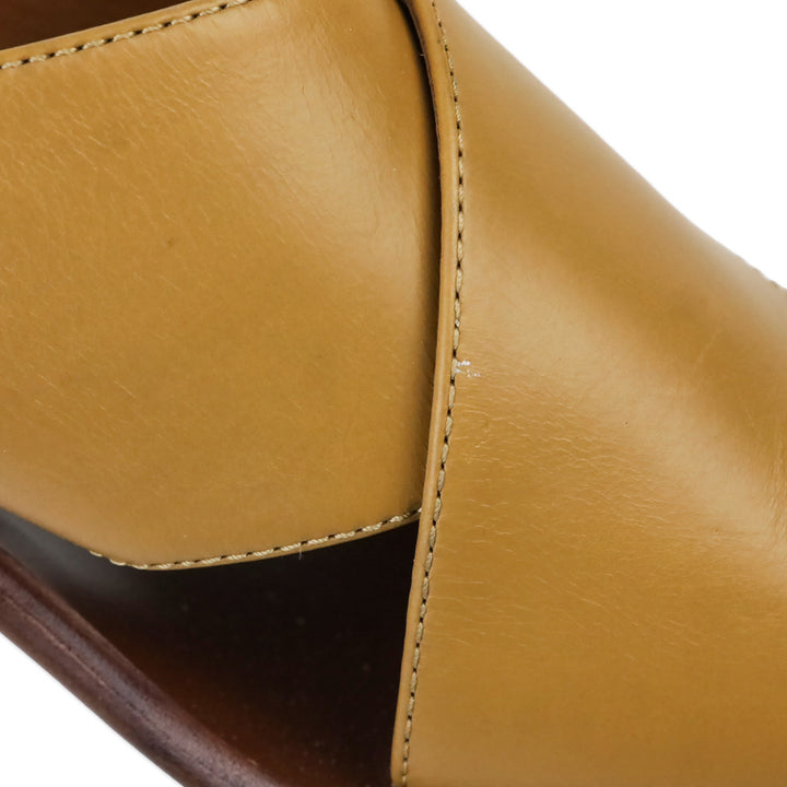 Chloé Laia Tan Leather Block-Heeled Mule Sandal