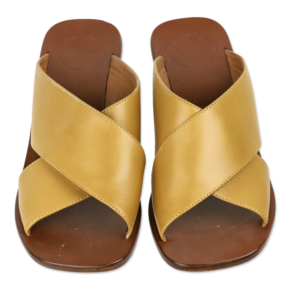 Chloé Laia Tan Leather Block-Heeled Mule Sandal