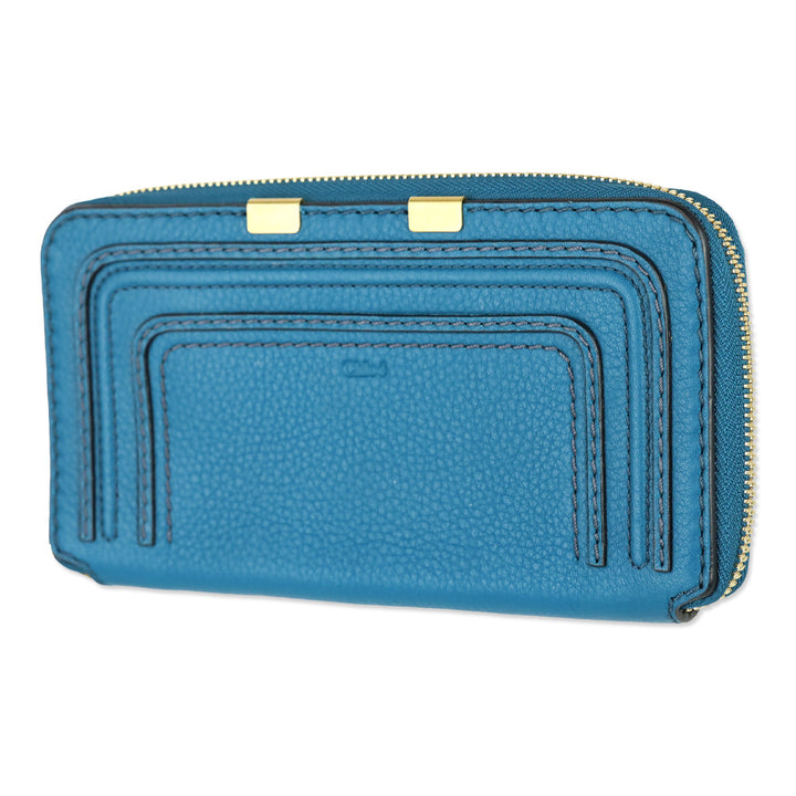 Chloé Marcie Blue Leather Zip-Around Continental Wallet